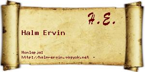 Halm Ervin névjegykártya